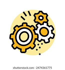 moving gears progress color icon vector. moving gears progress sign. isolated symbol illustration