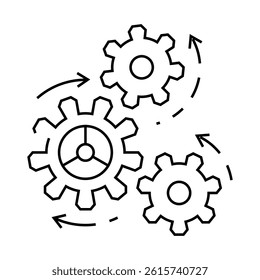moving gears progress line icon vector. moving gears progress sign. isolated contour symbol black illustration