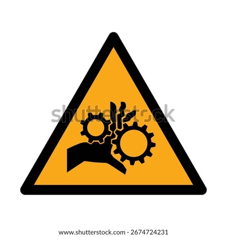 Moving gears warning sign. ISO 7010 W089 Warning Sign Moving Gears Hazard Symbol for Machinery Safety.