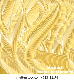 Moving gold lines of abstract background. The illusion of perspective.