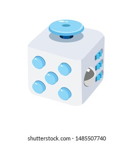Moving hand fidget spinner box colorful vector toy. Stress and anxiety relief. Colorful illustrations, vector illustration and icon