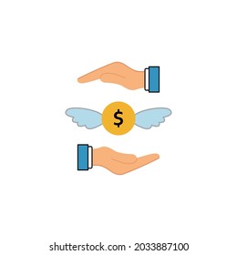 icono de mano móvil envuelto alrededor del dinero concepto de control financiero ilustración vectorial