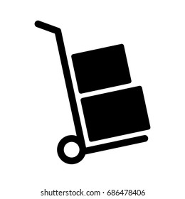 Moving Hand Truck Or Dolly With Boxes Flat Vector Icon For Apps And Websites