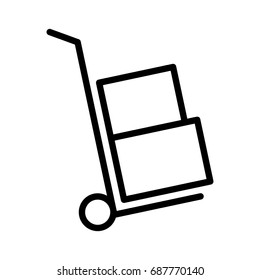 Moving Hand Truck Or Dolly With Boxes Line Art Vector Icon For Apps And Websites