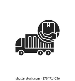 Bewegen Sie das Symbol für die schwarze Glyphe. Hilfe von der Erstverpackung und -verpackung bis zum schweren Heften. Handyman-Dienste. Piktogramm für Webseiten, mobile App, Promo. UI UX GUI-Design-Element