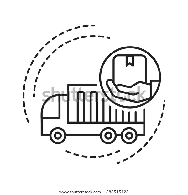 Moving help black line icon. Help from the\
initial packing and wrapping to heavy lifting and unpacking to\
final destination. Handyman\
services