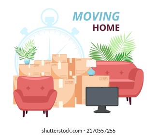 Moving home and delivery service concept