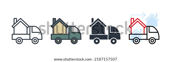 moving\
home icon logo vector illustration. Home delivery truck symbol\
template for graphic and web design\
collection