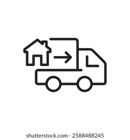 Moving home thin line icons. Perfect pixel on transparent background