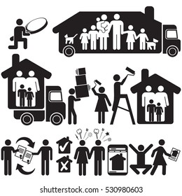 Moving House Activities Icon Set