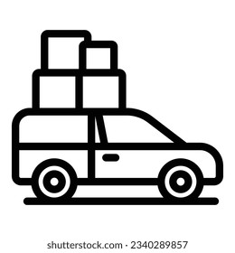 Moving house car icon outline vector. Move home. Furniture box