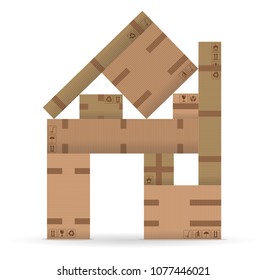 Moving House with Cardboard Boxes. All the objects and Packaging symbols are in different layers.