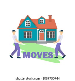 Moving house home work with moving and relocating worker company ,vector illustration