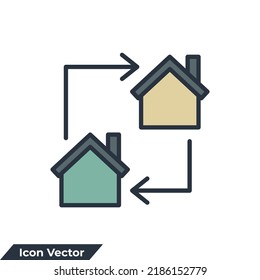 ilustración vectorial del logotipo del icono de la casa en movimiento. cambiar la plantilla de símbolo principal para la colección de diseño gráfico y web
