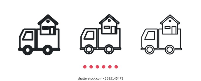 Moving house icon. Thin line icon vector