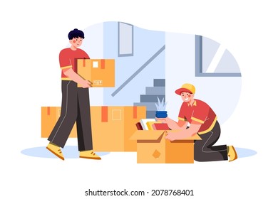 Moving House Illustration concept. Flat illustration isolated on white background.