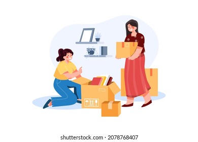 Moving House Illustration concept. Flat illustration isolated on white background.