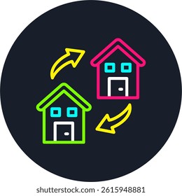 Moving House Line Multi Colour Circle