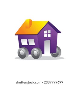 moving house logo design orange purple