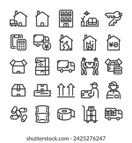 Moving house and new life icon set