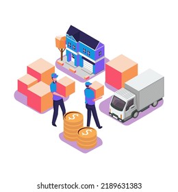 Moving house service flat style illustration design