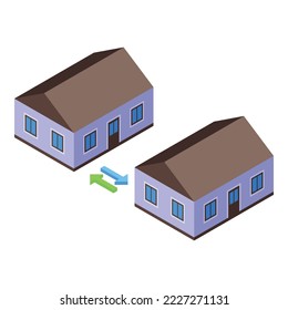 Das Moving House Services Icon isometrische Vektorgrafik. Geh nach Hause! Servicepaket