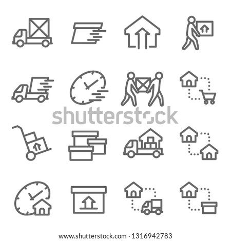 Moving House Vector Line Icon Set. Contains such Icons as Shipping, Home Mover Service, Express, Relocation and more. Expanded Stroke