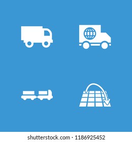 Moving icon. collection of 4 moving filled icons such as truck with luggage, truck. editable moving icons for web and mobile.