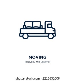 moving icon from delivery and logistic collection. Thin linear moving, direction, move outline icon isolated on white background. Line vector moving sign, symbol for web and mobile
