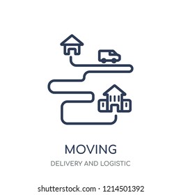 Moving icon. Moving linear symbol design from Delivery and logistic collection.