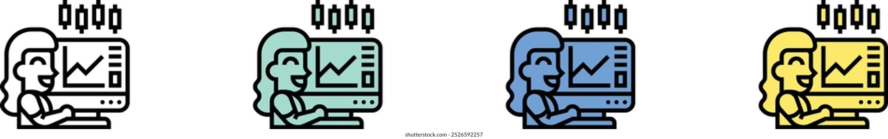 moving icon. Outline, Green, Blue and Yellow Style Design Isolated On White Background