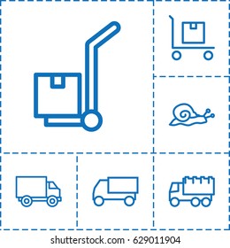 Moving icon. set of 6 moving outline icons such as snail, truck
