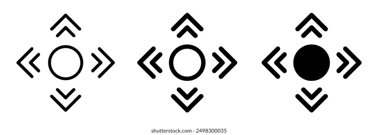 Conjunto de iconos en movimiento, signo de desplazamiento