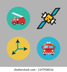 moving icon set. vector set about move, fire truck and van icons set.