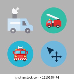 moving icon set. vector set about van, fire truck and move icons set.