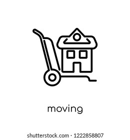 moving icon. Trendy modern flat linear vector moving icon on white background from thin line Delivery and logistic collection, outline vector illustration