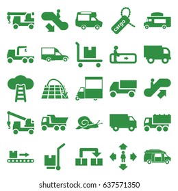 Moving icons set. set of 25 moving filled icons such as snail, escalator, escalator up, escalator down, man move, truck, truck with hook, van, cargo tag, cargo on cart