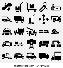 Moving icons set. set of 25 moving filled icons such as snail, escalator, escalator up, truck with luggage, man move, truck, truck with hook, cart cargo, van, cargo tag