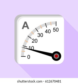 Moving iron type analog panel ammeter icon. Flat illustration of moving iron type analog panel ammeter vector icon for web