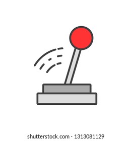 Moving joystick colored line icon.