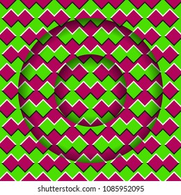 Moving layers with a motley pattern. Abstract optical illusion background.