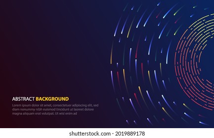 Moving light circle abstract design, modern colorful poster or banner background. Vector illustration