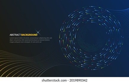 Moving light circle abstract design, modern colorful poster or banner background. Vector illustration