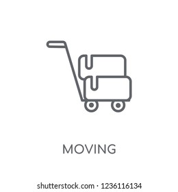 Moving linear icon. Modern outline Moving logo concept on white background from Delivery and logistics collection. Suitable for use on web apps, mobile apps and print media.