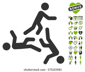 Moving Men pictograph with bonus decorative icon set. Vector illustration style is flat rounded iconic eco green and gray symbols on white background.