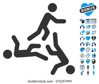 Moving Men pictograph with bonus decorative pictograph collection. Vector illustration style is flat rounded iconic blue and gray symbols on white background.