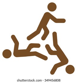 Moving Men vector icon. Style is flat symbol, brown color, rounded angles, white background.