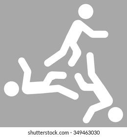 Moving Men vector icon. Style is flat symbol, white color, rounded angles, silver background.
