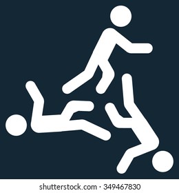 Moving Men vector icon. Style is flat symbol, white color, rounded angles, dark blue background.