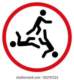 Moving Men vector icon. Style is bicolor flat circled symbol, intensive red and black colors, rounded angles, white background.